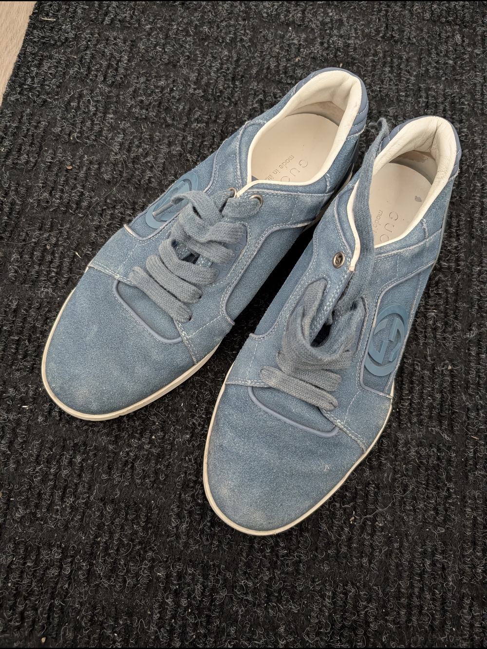 Authentic Gucci Light Blue Suede Men's Sneakers
